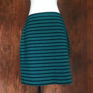 Gap Navy and Green Striped Body Con Skirt